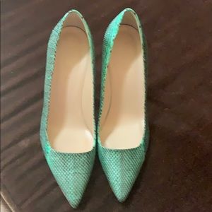 J. Crew sexy green lizard print stilettos
